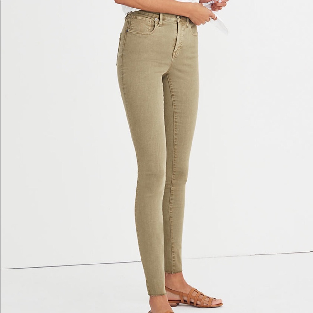 MADEWELL GREEN 9” HI RISE SKINNY DENIM PANTS